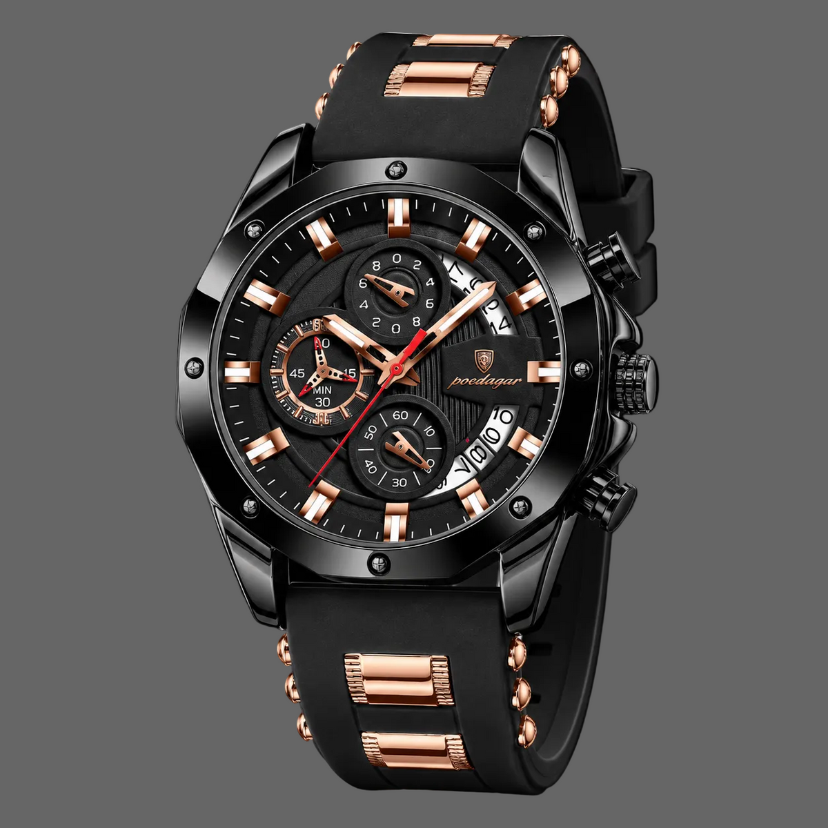 ELARVE sport black watch — black studio background
